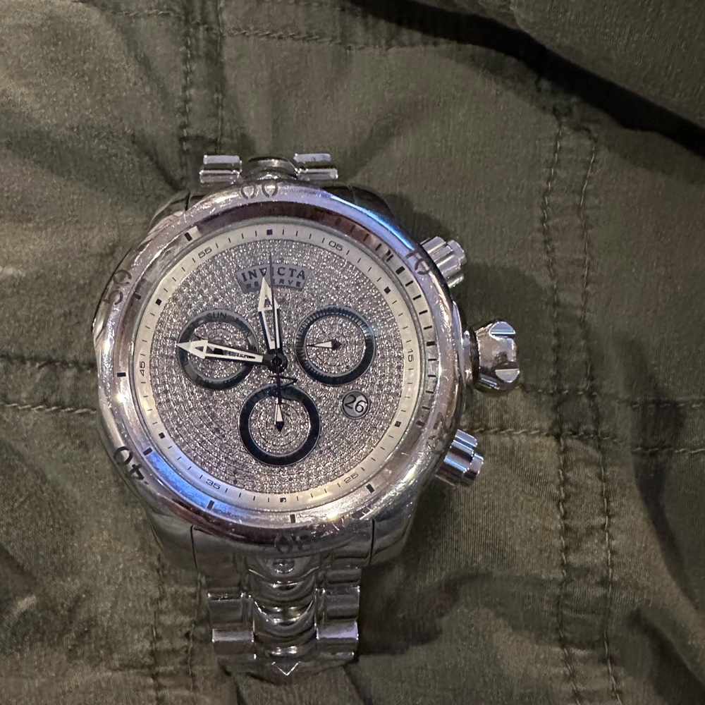 Invicta Silver Chronograph with Black Accents